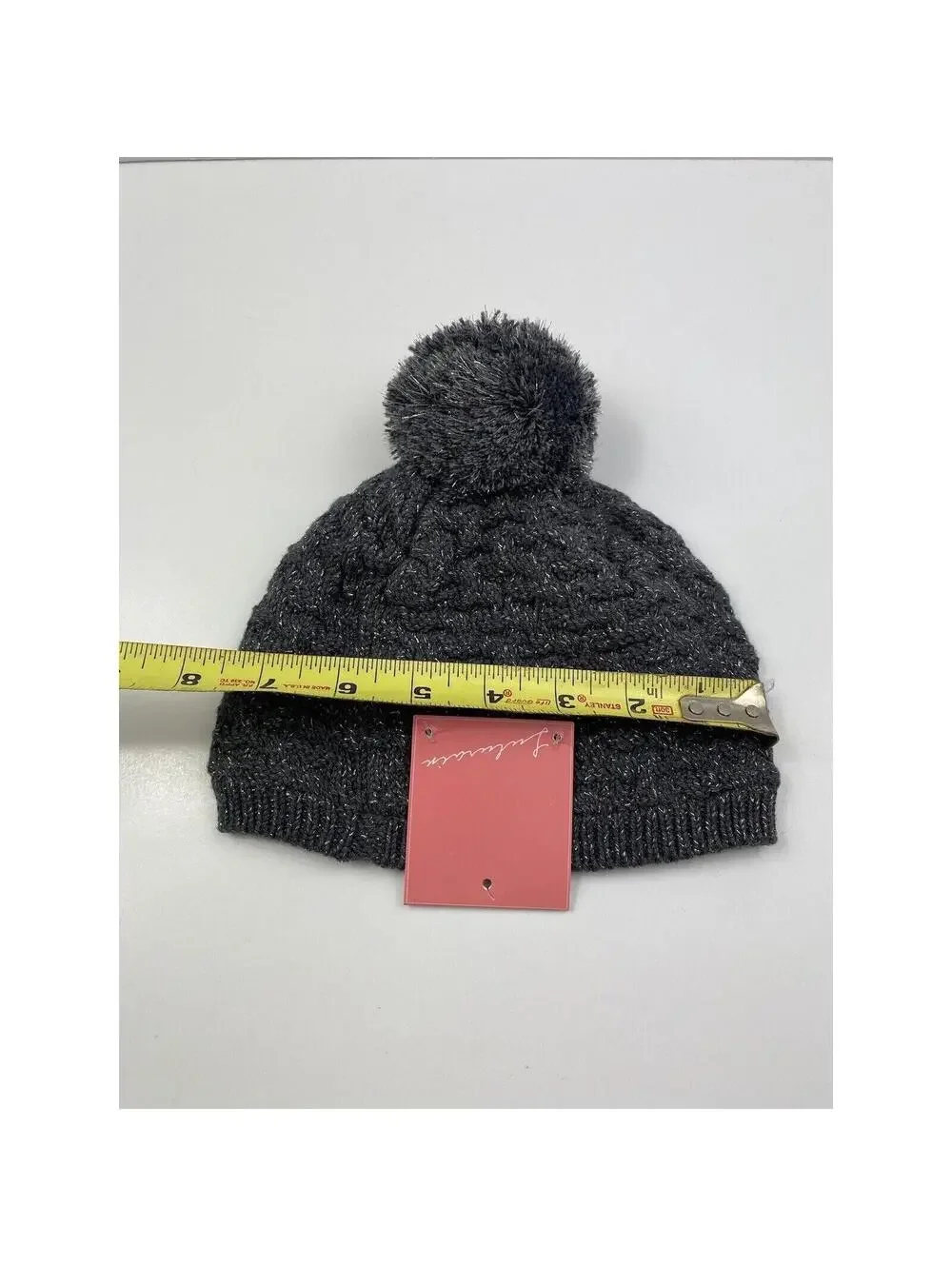 Girls 12 Winter Hat Dark Gray Pompom NWT Lulurain Cozy Knit Beanie New